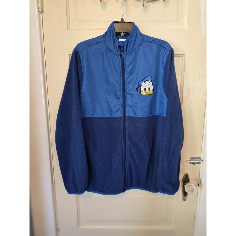 Disney Donald Duck Blue Fleece Full Zip Jacket Mens Medium Embroidered Classic